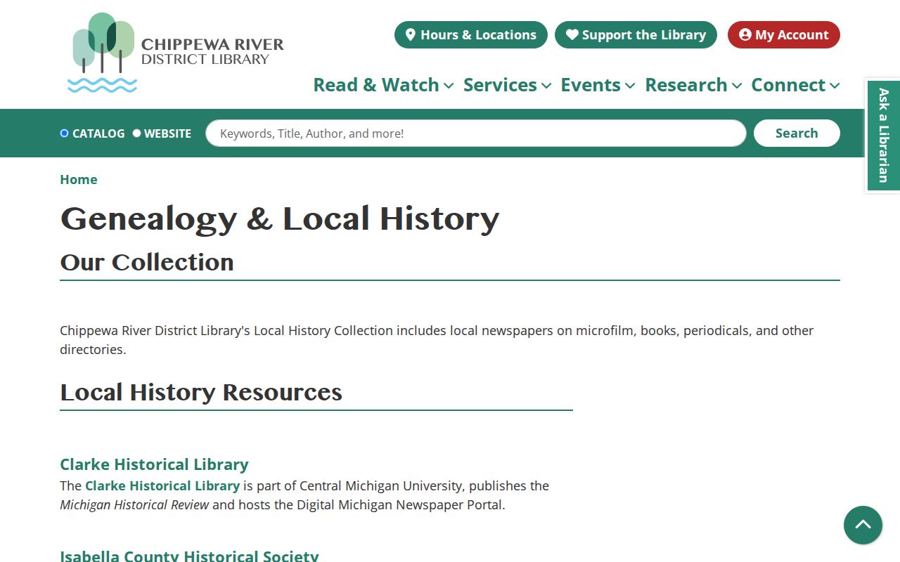Mount Pleasant city directory Chippewa River District Library genealogy resources