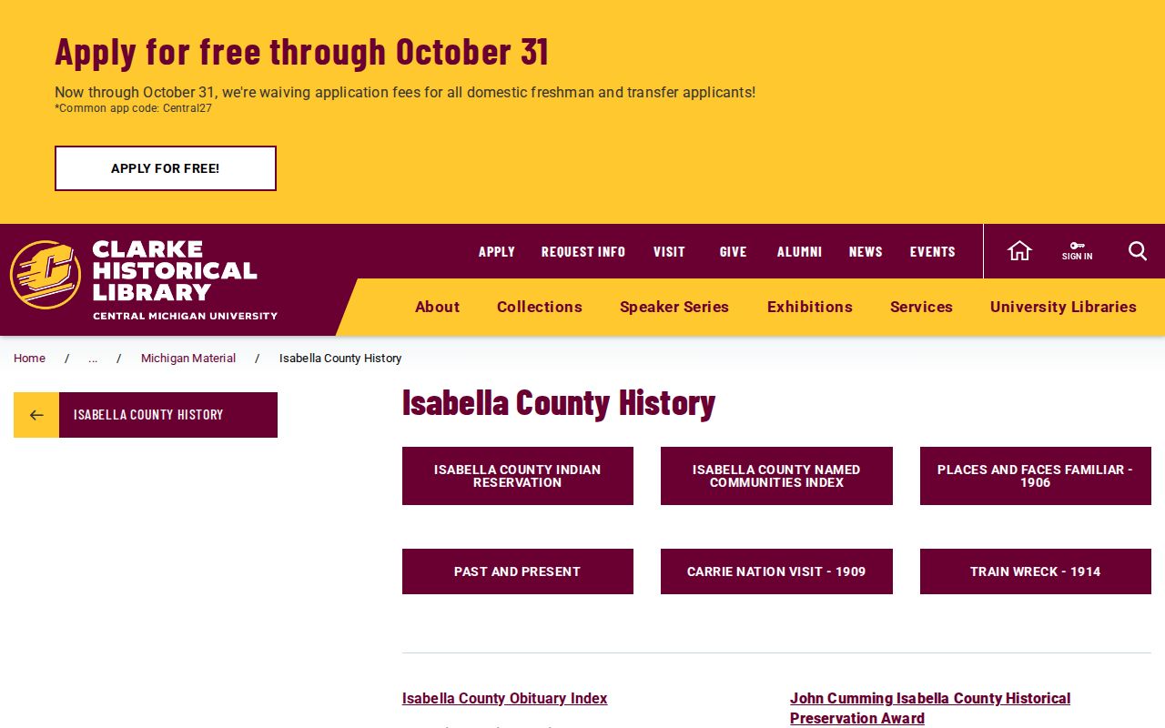 Mount Pleasant city directory Clarke Historical Library Isabella County history resources