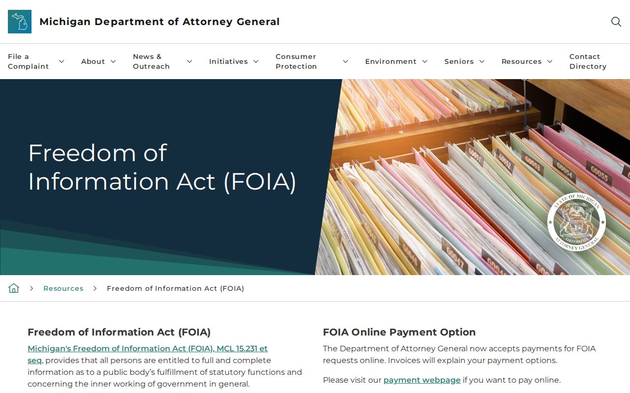 Mount Pleasant residents directory Michigan FOIA guidance