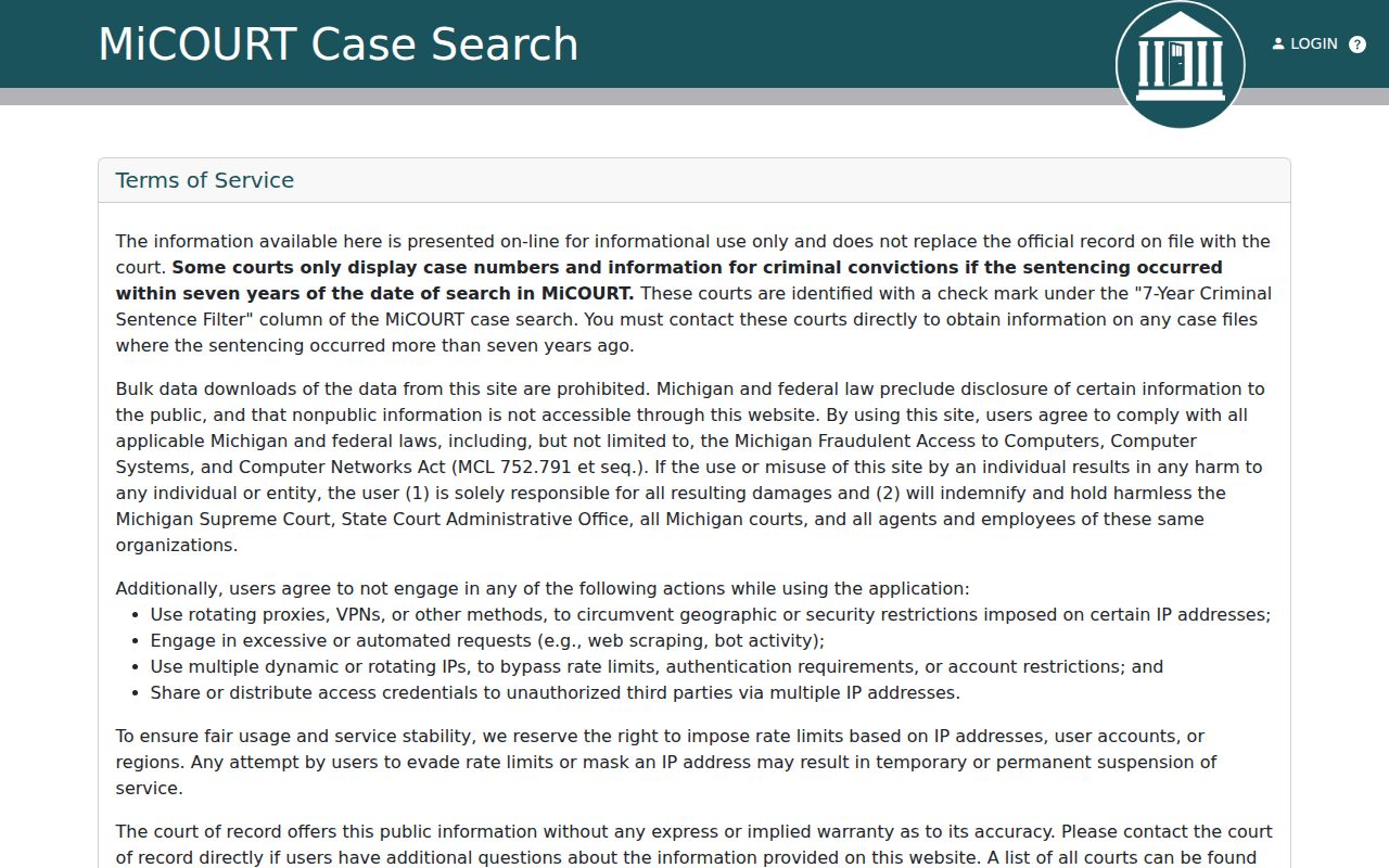 Mount Pleasant resident lookup through the MiCOURT 76th District Court route