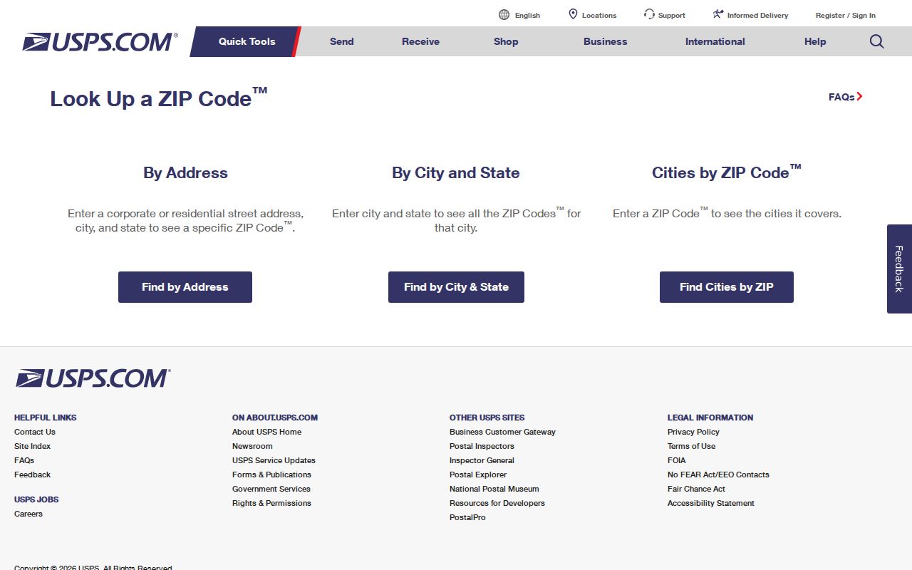 Mount Pleasant ZIP code directory using USPS address and city lookup controls